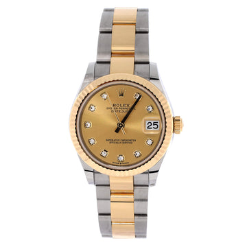 Rolex Oyster Perpetual Datejust Automatic Watch Stainless Steel and Yellow Gold with Diamond Markers 31