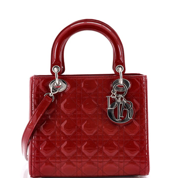 Christian Dior Lady Dior Bag Cannage Quilt Patent Medium