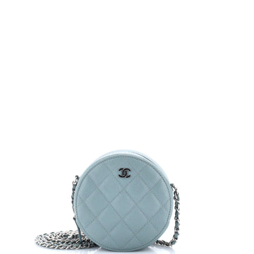 Chanel Round Clutch with Chain Quilted Caviar Mini