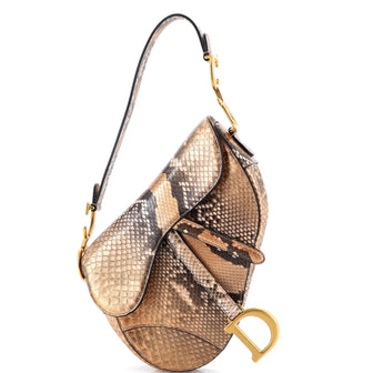 Christian Dior Saddle Handbag Python Medium