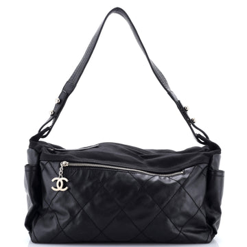 Chanel Biarritz Hobo Quilted Coated Canvas Large