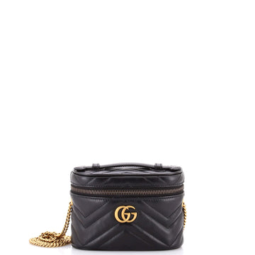 Gucci GG Marmont Top Handle Vanity Chain Bag Matelasse Leather Mini