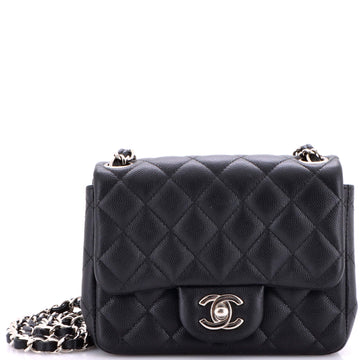 Chanel Square Classic Single Flap Bag Quilted Caviar Mini