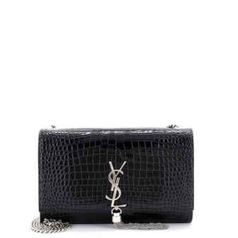 Saint Laurent Classic Monogram Tassel Crossbody Bag Crocodile Embossed Leather Medium