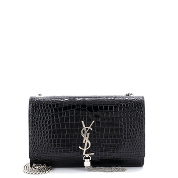 Saint Laurent Classic Monogram Tassel Crossbody Bag Crocodile Embossed Leather Medium