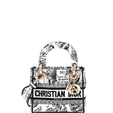 Christian Dior Lady D-Lite Bag Embroidered Canvas Mini