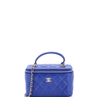 Chanel Classic Top Handle Vanity Case with Chain Quilted Lambskin Small