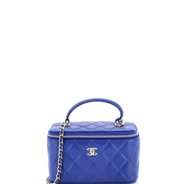 Chanel Classic Top Handle Vanity Case with Chain Quilted Lambskin Small
