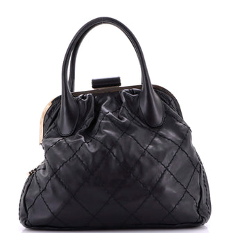 Chanel Expandable Zip Around Frame Bag Quilted Leather Large