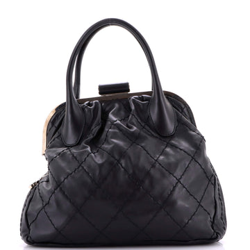 Chanel Expandable Zip Around Frame Bag Quilted Leather Large