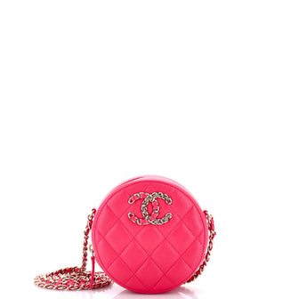 Chanel French New Wave Round Clutch with Chain Quilted Caviar