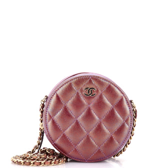 Chanel Round Clutch with Chain Quilted Iridescent Lambskin Mini