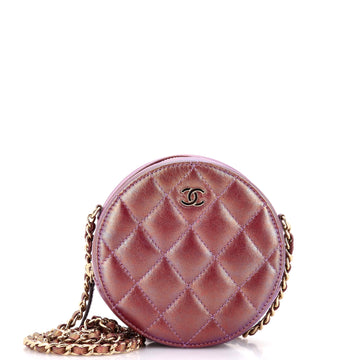 Chanel Round Clutch with Chain Quilted Iridescent Lambskin Mini