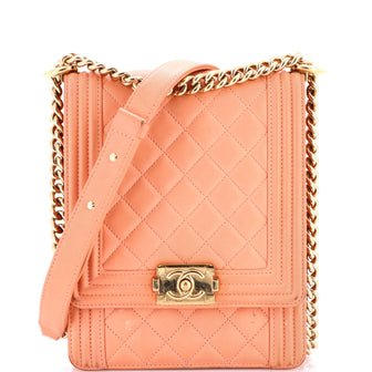 Chanel North South Boy Flap Bag Quilted Calfskin Small