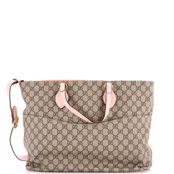 Gucci Soft Diaper Bag GG Coated Canvas with Leather Large