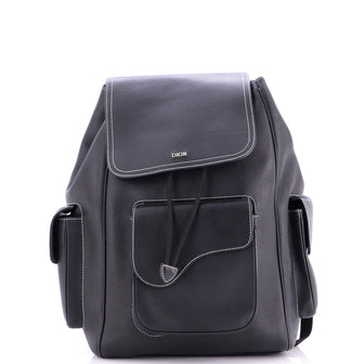 Christian Dior Saddle Pocket Backpack Leather Large