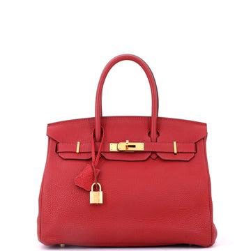 Hermes Birkin Handbag Red Togo with Gold Hardware 30