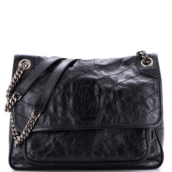 Saint Laurent Niki Chain Flap Bag Matelasse Chevron Leather Medium