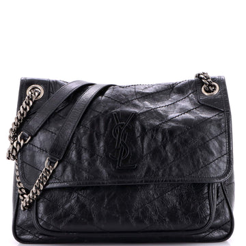 Saint Laurent Niki Chain Flap Bag Matelasse Chevron Leather Medium