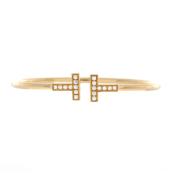 Tiffany & Co. T Wire Bracelet 18K Yellow Gold and Diamonds