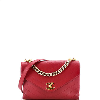 Chanel Coco Chevron Flap Bag Stitched Calfskin Small