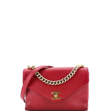Chanel Coco Chevron Flap Bag Stitched Calfskin Small