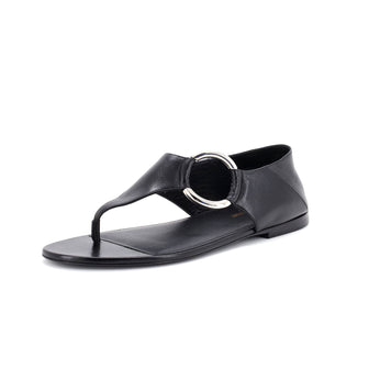 Saint Laurent Women's Ring Flat Sandals Leather