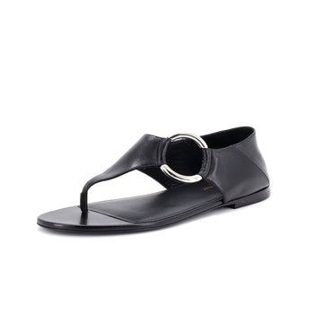 Saint Laurent Women's Ring Flat Sandals Leather