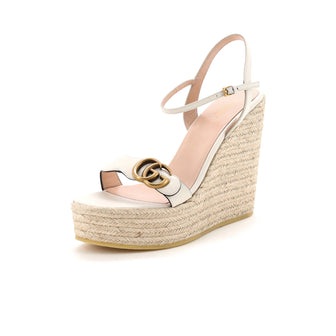 Gucci Women's GG Marmont Wedge Espadrille Sandals Leather