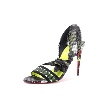 Christian Louboutin Women's Wind Around Du Desert Ankle Wrap Heeled Sandals Fabric with Satin 100