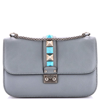 Valentino Garavani Rolling Rockstud Glam Lock Shoulder Bag Leather Medium
