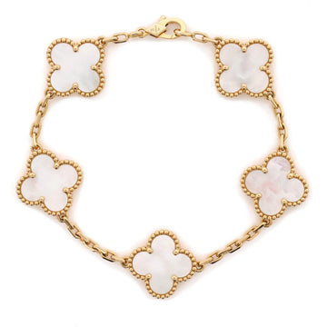 Van Cleef & Arpels Vintage Alhambra 5 Motifs Bracelet 18K Yellow Gold and Mother of Pearl