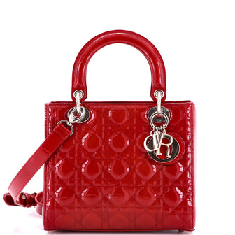 Christian Dior Lady Dior Bag Cannage Quilt Patent Medium