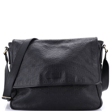 Gucci Flap Messenger Bag Guccissima Leather Large