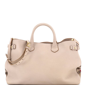 Burberry Banner Tote Leather and House Check Canvas Large