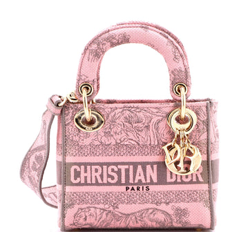 Christian Dior Lady D-Lite Bag Embroidered Canvas Mini