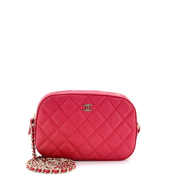 Chanel Zip Around Chain Camera Case Quilted Caviar Mini
