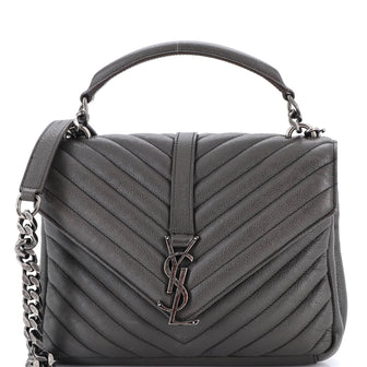 Saint Laurent Classic Monogram College Bag Matelasse Chevron Leather Medium