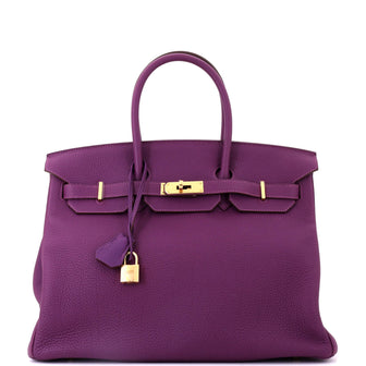 Hermes Birkin Handbag Purple Togo with Gold Hardware 35
