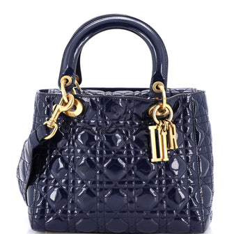 Christian Dior Supple Lady Dior Bag Cannage Quilt Patent Medium