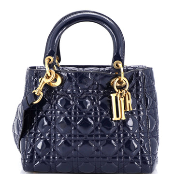 Christian Dior Supple Lady Dior Bag Cannage Quilt Patent Medium