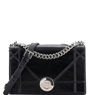 Christian Dior Diorama Clasp Flap Bag Crinkled Lambskin Medium