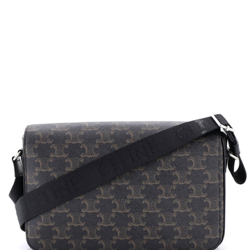 Celine Flap Messenger Bag Triomphe Coated Canvas Medium
