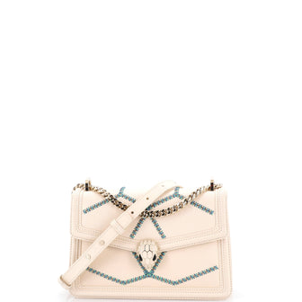 Bvlgari Serpenti Forever Shoulder Bag Whipstitched Leather Small