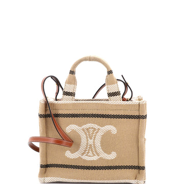 Celine Cabas Thais Tote Striped Jacquard Textile Small