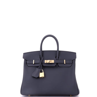 Hermes Birkin Handbag Grey Swift with Permabrass Hardware 25
