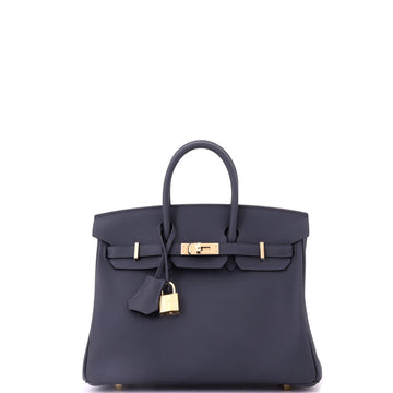 Hermes Birkin Handbag Grey Swift with Permabrass Hardware 25