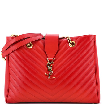 Saint Laurent Classic Monogram Shopper Matelasse Chevron Leather Large