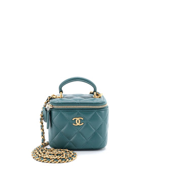 Chanel Classic Top Handle Vanity Case with Chain Quilted Lambskin Mini