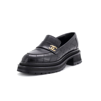 Chanel Women's CC Loafers Quilted Leather